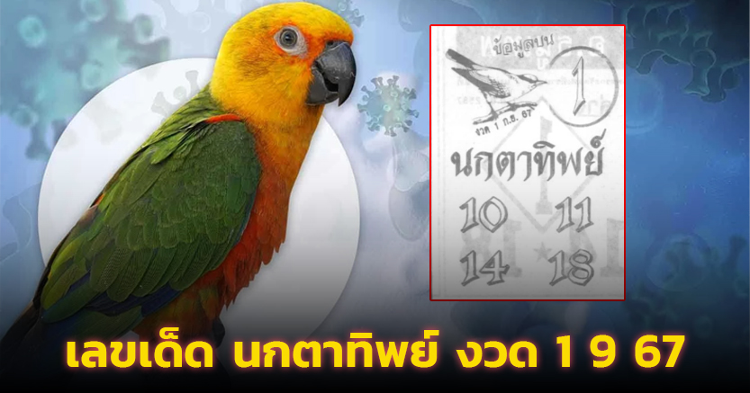 เลขเด็ด นกตาทิพย์ งวด 1 9 67 ลายแทงลอตเตอรี